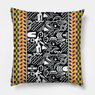 Black and white Kente Pattern Pillow