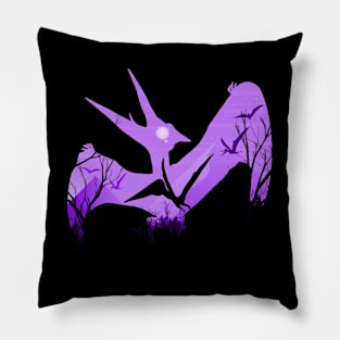 Pteranodon Sunset Silhouette Pillow