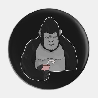 Grumpy Gorilla Ape with Coffee Morning Grouch Pin