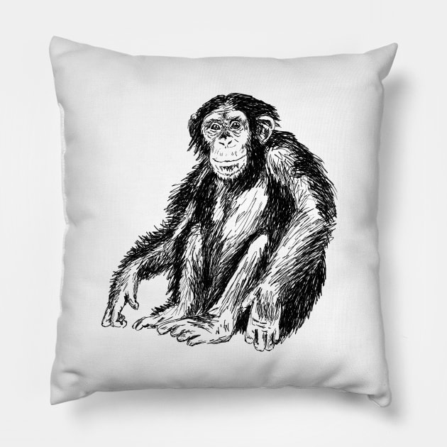 Chimpanzee Pillow by rachelsfinelines