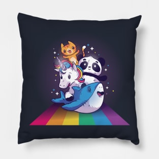 CUTE ANIMALS RIDING RAINBOW Pillow