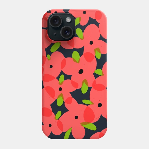 Coral colour flowers pattern Phone Case by covostudio