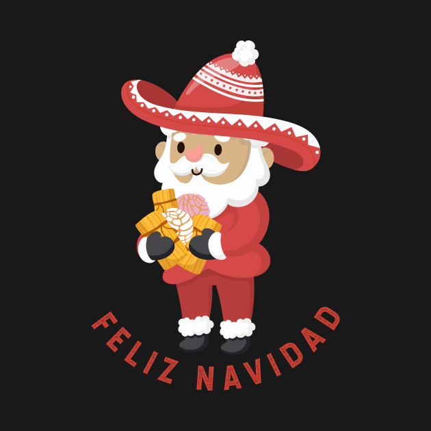 Feliz Navidad - Santa con pan dulce y tamales by verde