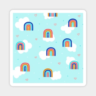 Colorful Rainbows and Clouds Magnet