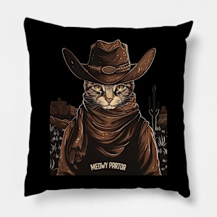 Cat Cowboy Adventures Whiskered Pillow