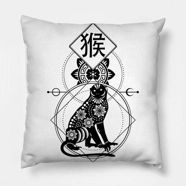 Chinese, Zodiac, Monkey, Astrology, Star sign Pillow by Strohalm