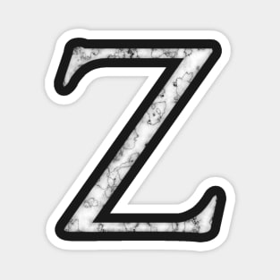 Z in Roman White Marble Latin Alphabet Letter Sticker Magnet