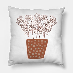 Flower  Vase Abstract Shapes Earth Toned Neutral Boho Design Pillow
