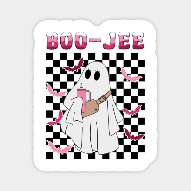 Spooky Season Cute Ghost Halloween Costume Boujee Boo-Jee Magnet by JennyArtist