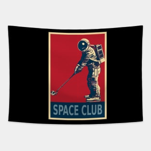 Astronaut Playing Golf Space Club Tapestry