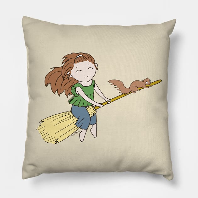 Broom Witch - by Jenn Atkins Pillow by sadicus