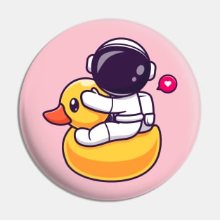 Cute Astronaut Riding Duck Balloon Cartoon Pin
