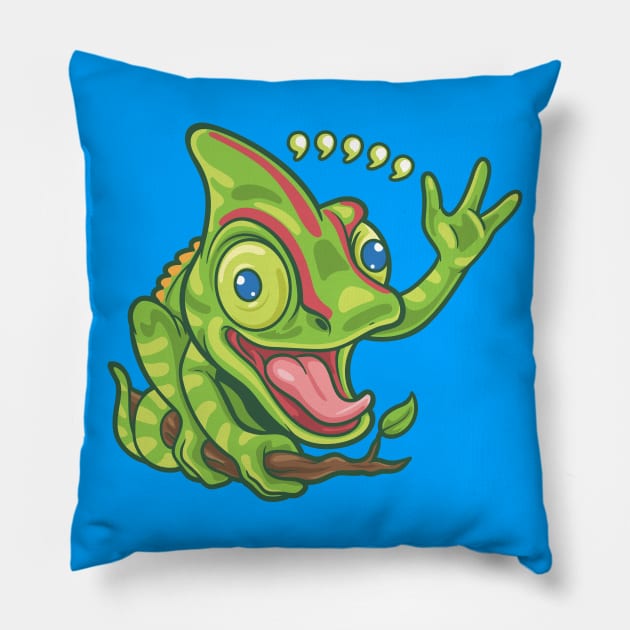 Comma Comma Comma Chameleon Pillow by Kachow ZA