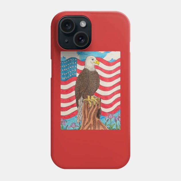 American Eagle with Flag Phone Case by LuvbuzzArt