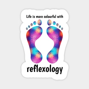 Life is more colourful with reflexology (black text) Magnet