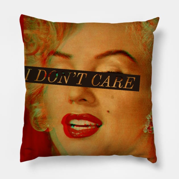 I DON'T CARE Pillow by MAYRAREINART