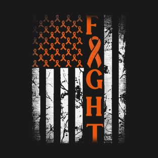 Leukemia Ribbon Fight American Flag Leukemia Awareness T-Shirt