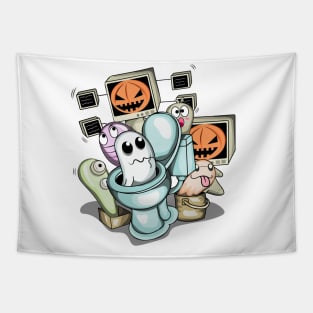 halloween skibidi toilet Tapestry