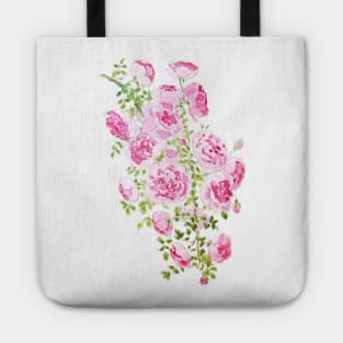 abstract pink rose ink and  watercolor Tote