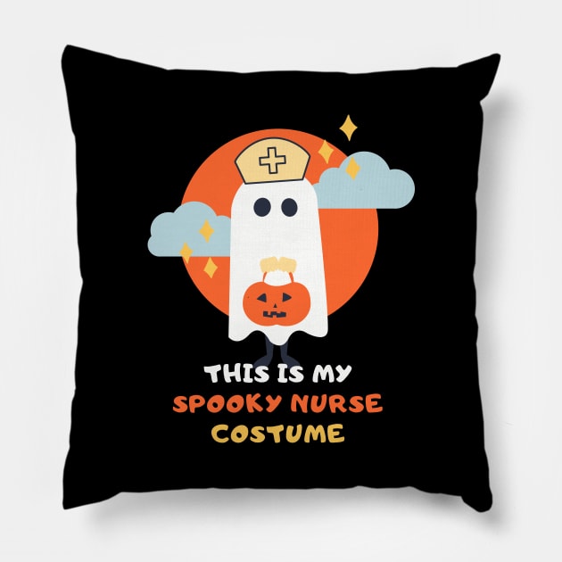 This is my spooky Nurse costume funny Nurse Halloween ghost in Nurse hat design Pillow by BlueLightDesign