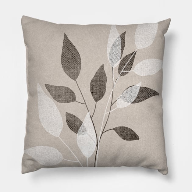 Neutral Boho Art Print, with different plants Pillow by Miss-Joghurt