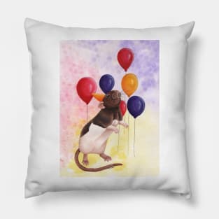 Rat Birthday Balloons Pillow