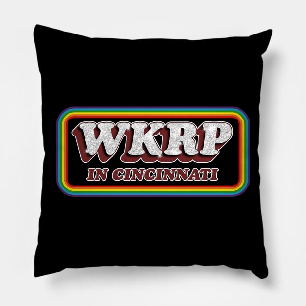 WKRP In Cincinnati Retro Rainbow FanArt Design Pillow by darklordpug