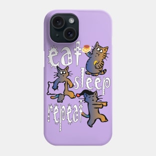 cat lazy life sleep eat repeat Phone Case