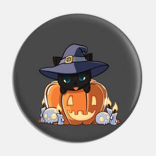 Black cat in a pumpkin Pin