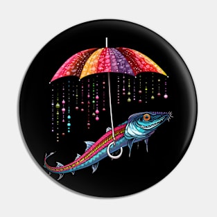 Oarfish Rainy Day With Umbrella Pin