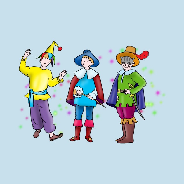 Cartoon boys in carnival costumes by sonaart