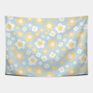 pastel blue groovy retro y2k 2000s big pastel flower power 1960s 60s 70s danish aesthetics coconut girl ditsy daisies Tapestry