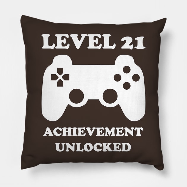 Level 21 Achievement Unlocked Gamer Next Level 21 years old birthday Pillow by rayrayray90