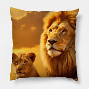 Lion Animal Nature Majestic Wilderness Pillow