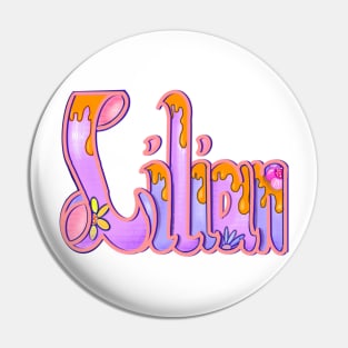 Lilian with golden drips Girls and womens Personalized Custom name Lilian Pin