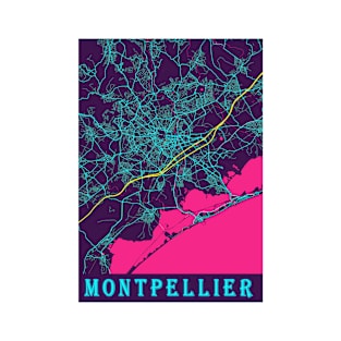 Montpellier Neon City Map T-Shirt