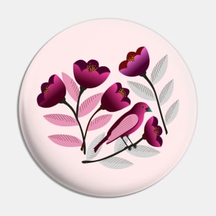 Pink birds amid the tulips Pin