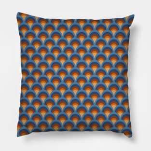 Orange and Blue Scale Seamless Pattern 1970s Inspired Pillow