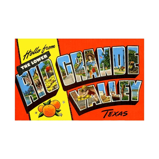 Hello from The Lower Rio Grande Valley, Texas - Vintage Large Letter Postcard by Naves