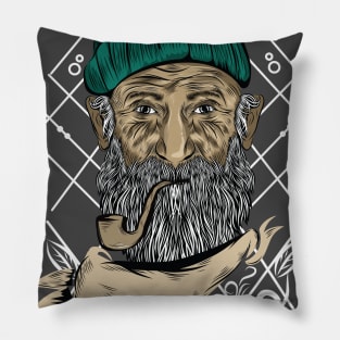 old man and cigarette Pillow