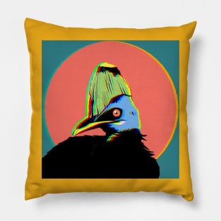 Electric Pop Cassowary Pillow