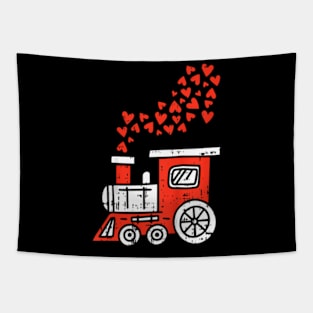 Kids Heart Train Valentines Day Cool Railroad Love Boys Girls Tapestry