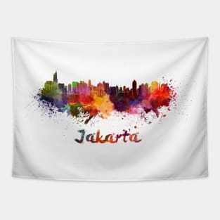 Jakarta skyline in watercolor Tapestry