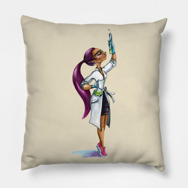 Female Scientist Pillow by Mako Design 