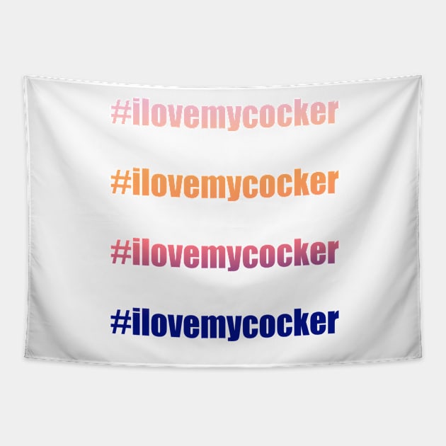 #Ilovemycocker I love my cocker spaniel in red and purple gradient Tapestry by pascaleagility