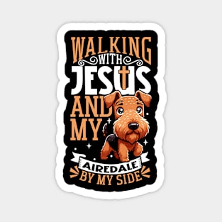 Jesus and dog - Airedale Terrier Magnet