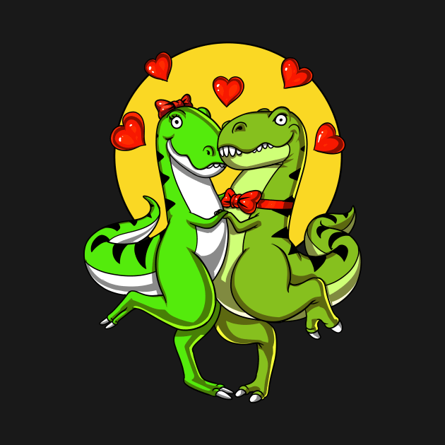 Cute T-Rex Dinosaur Couple by underheaven