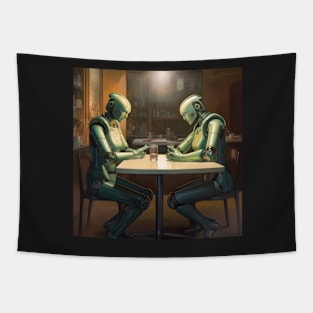 Robots in the cafe series Tapestry