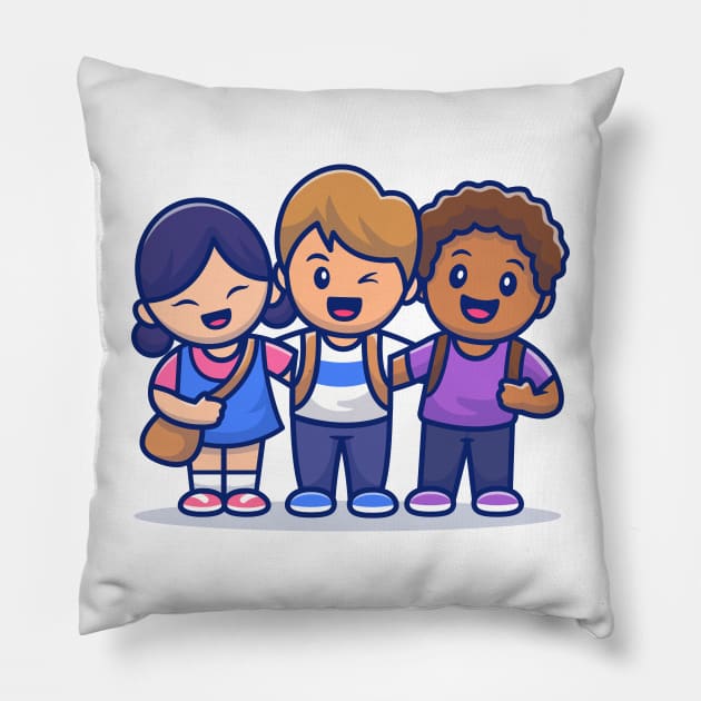 Cute Kids With Different Skin Color (2) Pillow by Catalyst Labs