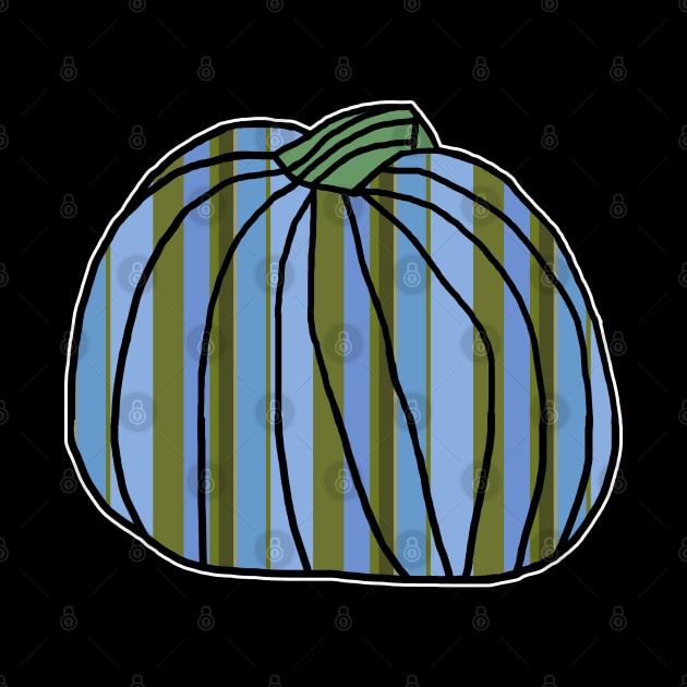 Halloween Horror Pumpkin Blue Green Stripes by ellenhenryart